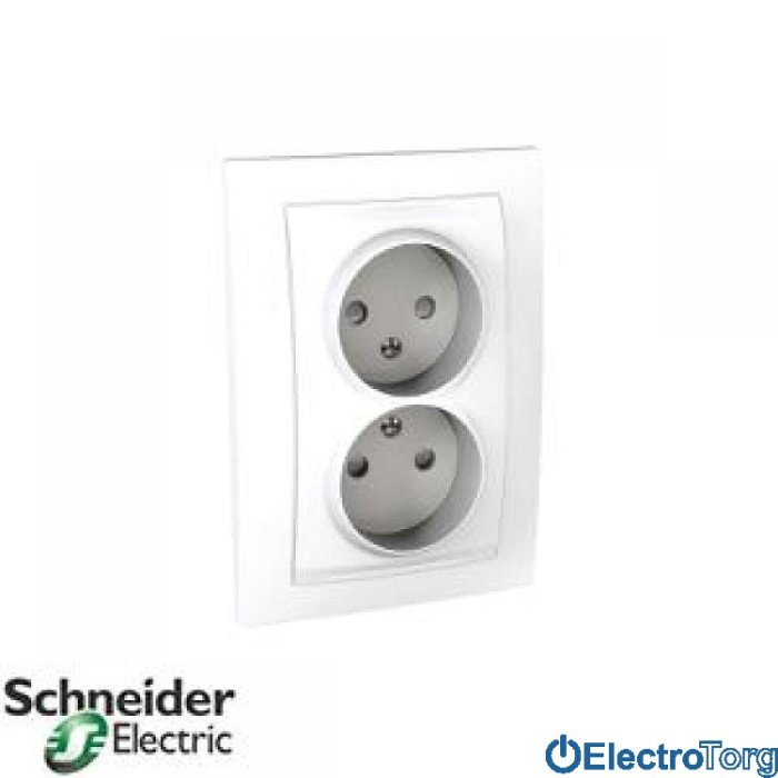 Розетка двойная без з/к со шторками 10А белая Unica Schneider