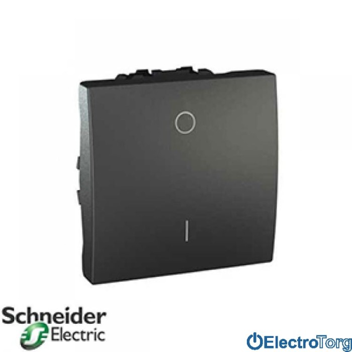 Выключатель 2-х полюсный 1-клавишный 16AX графитовый Unica Schneider