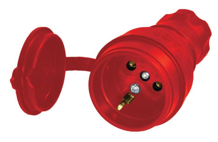 Розетка переносна з/з, 16А, каучук, (IP44), червона, Mutlusan (010 083 300229)