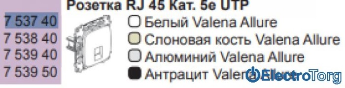 купить купить Розетка компьютерная RJ45 5e UTP в сборе Valena ALLURE Legrand  