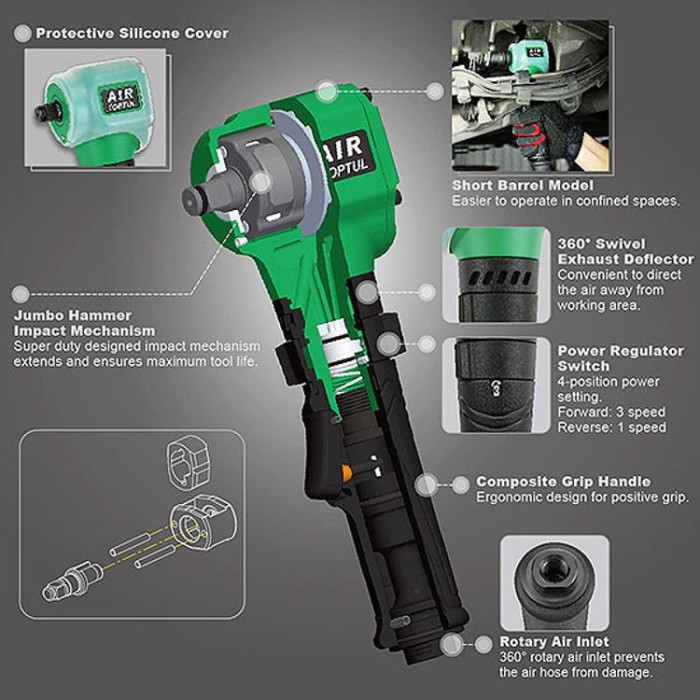 купить купить Гайковерт для шиномонтажа пневматический TOPTUL 1/2&quot; 407N/m 6500об/мин KAAS1630  