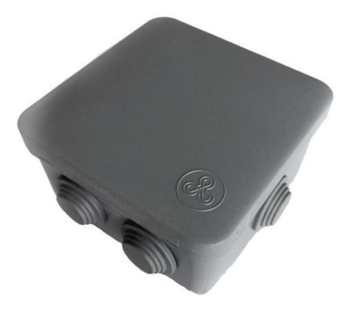 Коробка д/розвед. пров., відк.уст., 90х90, h 50мм, IP55, 6 виходів, негорюча, Україна