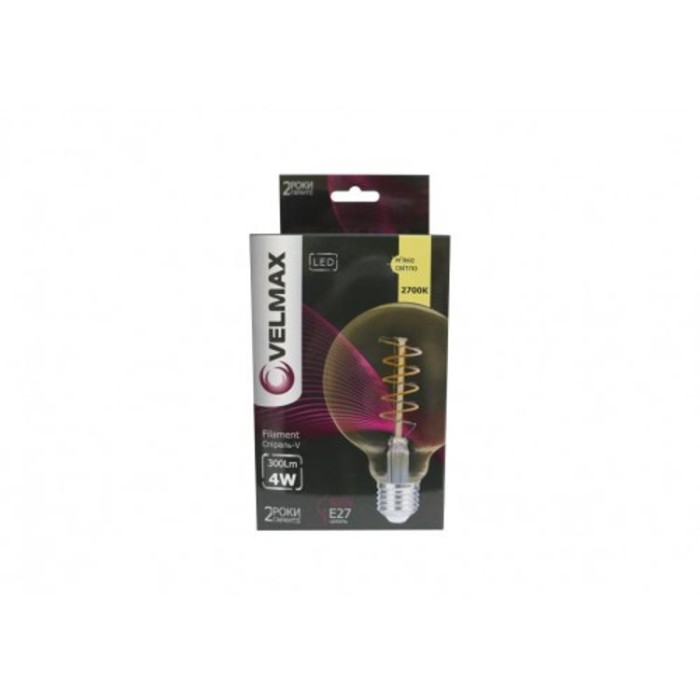 купить купить LED лампа V-Filament-Amber-G95 спираль-V 4W E27 2700K 300Lm VELMAX (Велмакс)  