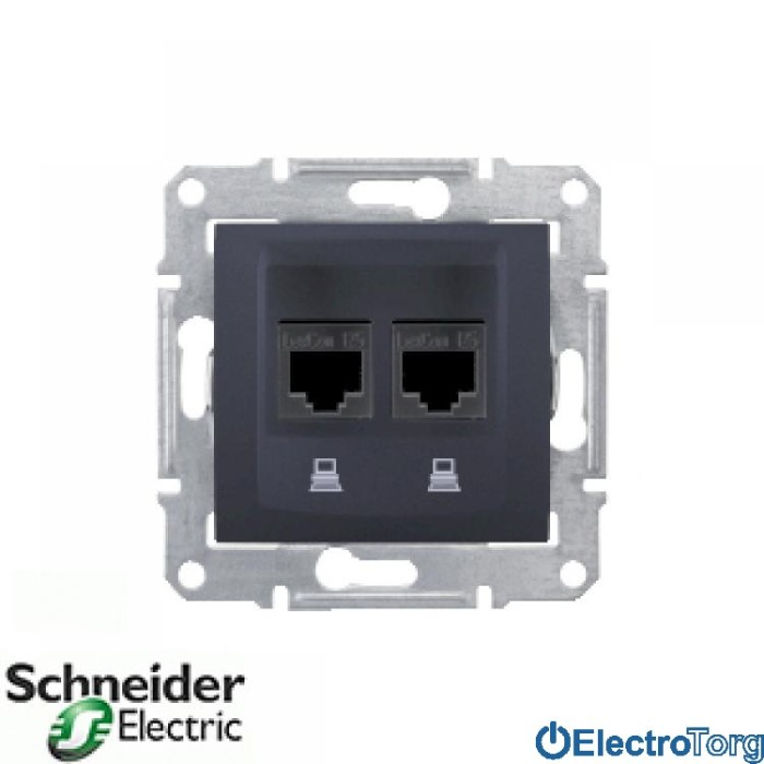 Компьютерная розетка двойная RJ45 5e STP графитовая Sedna Schneider Electric (Шнайдер Электрик)
