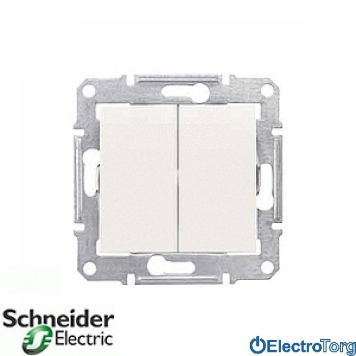 Переключатель (проходной выключатель) 2-клавишный 10AX модуль слоновая кость Sedna Schneider Electric (Шнайдер Электрик)