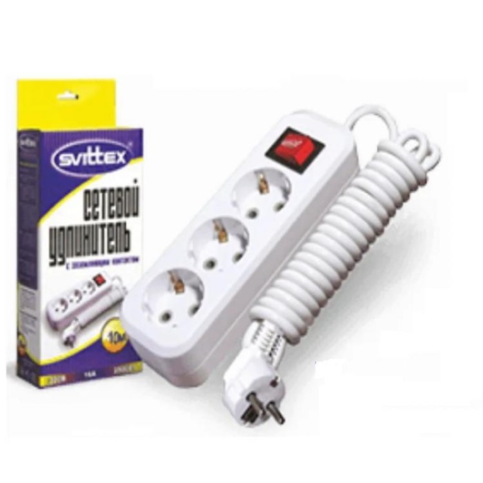 купить купить Удлинитель 10м 'SVITTEX' 2500Вт 220В 16А (заземление/выключатель)  