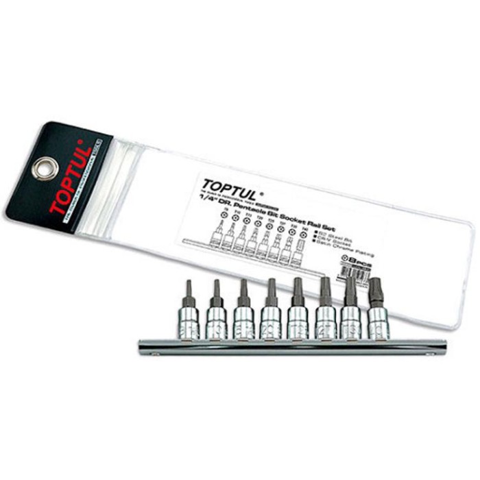 купить купить Набор бит TORX пятигранных с отверстием TOPTUL 1/4&quot; T8-T40 8ед. GAAG0805  