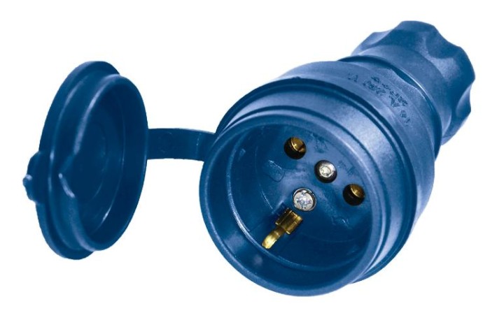 Розетка переносна з/з, 16А, каучук, (IP44), синя, Mutlusan (010 083 300129)