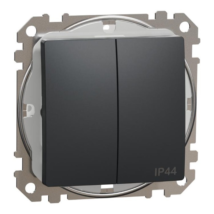 Двоклавішний вимикач IP44, 10А, Чорний Sedna Design Schneider Electric