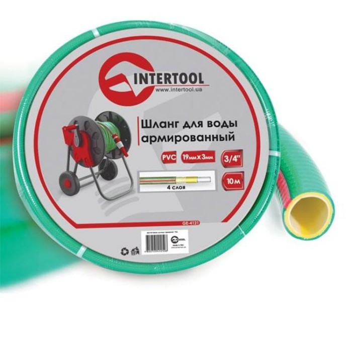 купить купить Шланг для воды 4-х слойный 3/4&quot;, 10 м, армированный, PVC INTERTOOL GE-4121  
