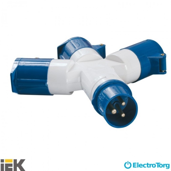 купить купить Адаптер трехлучевой ТS1013 2P+PE 16A 250B IP44 ИЭК(IEK)  