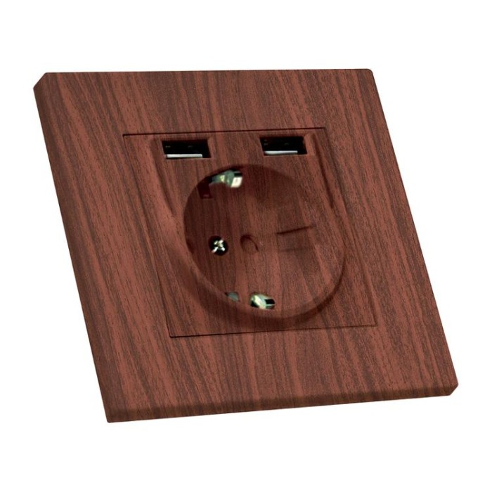 купить купить Розетка с заземлением, 16А, 2 гнезда и USB, 2,4А, со шторками, RITA, Mutlusan,&amp;quot;вишня&amp;quot; (2220 619 0256)  