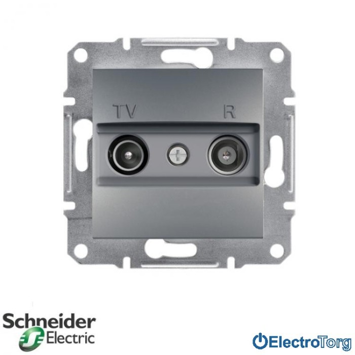 купить купить Розетка TV-R проходная (8 dB) сталь Asfora Schneider Electric (Шнайдер Электрик)  