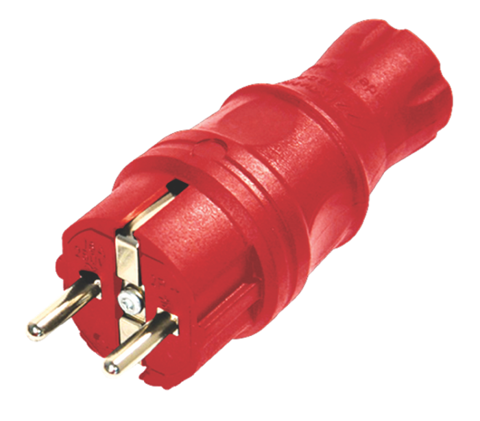 Вилка з/з, 16А, каучук, пряма, червона, Mutlusan (010 083 300227)