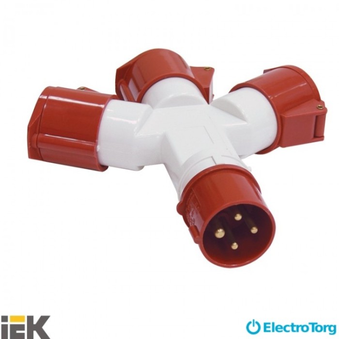 купить купить Адаптер трехлучевой ТS1013-214 3P+PE 16A 380B IP44 ИЭК(IEK)  