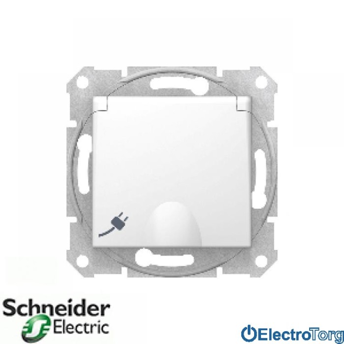 Розетка с заземлением с крышкой белая Sedna Schneider Electric (Шнайдер Электрик)