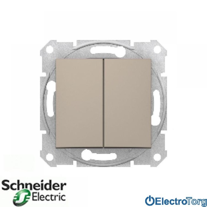Переключатель (проходной выключатель) 2-клавишный 10AX титановый Sedna Schneider Electric (Шнайдер Электрик)