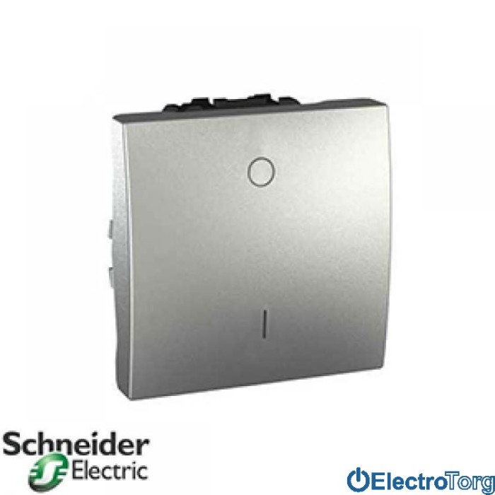 Выключатель 2-х полюсный 1-клавишный 16AX алюминиевый Unica Schneider