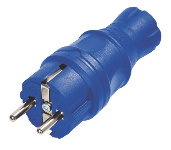 Вилка з/з, 16А, каучук, пряма, синя, Mutlusan (010 083 300127)