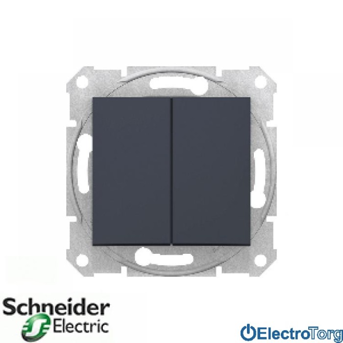 Переключатель (проходной выключатель) 2-клавишный 10AX графитовый Sedna Schneider Electric (Шнайдер Электрик)