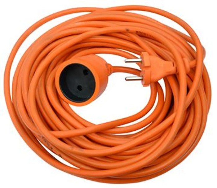Подовжувач б/з, 1 гніздо, 20м, 16А, ПВС 2х1,5, помаранчевий