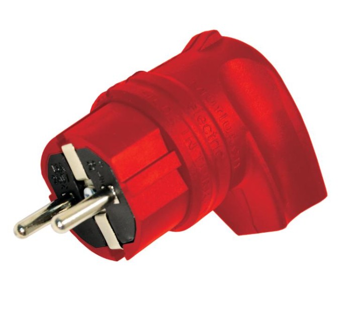 Вилка з/з, 16А, каучук, Г-подібна, червона, Mutlusan (010 083 300228)