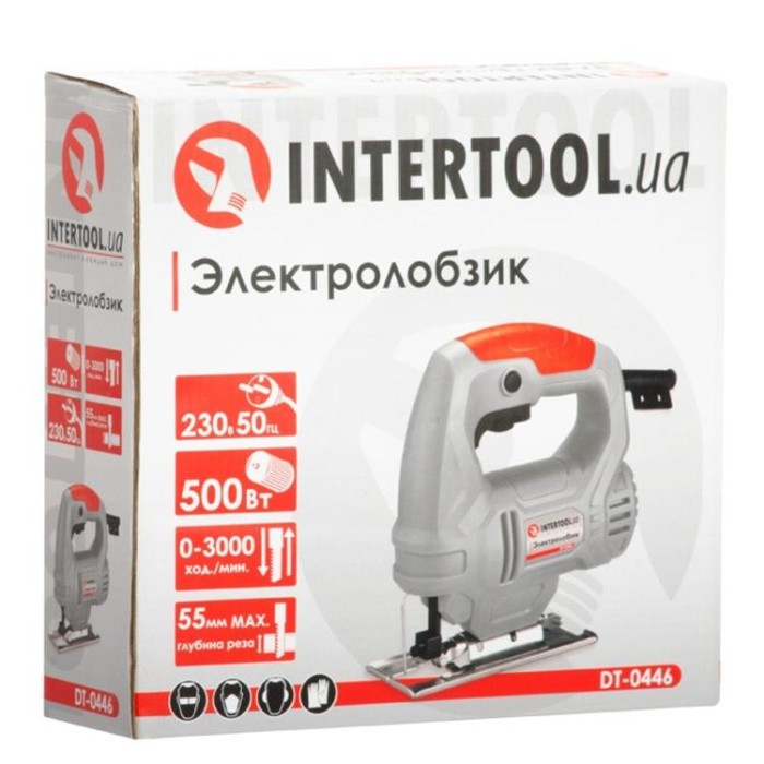 купить купить Электролобзик 500Вт, 0-3000ход/мин, глубина распила 55 мм INTERTOOL DT-0446  