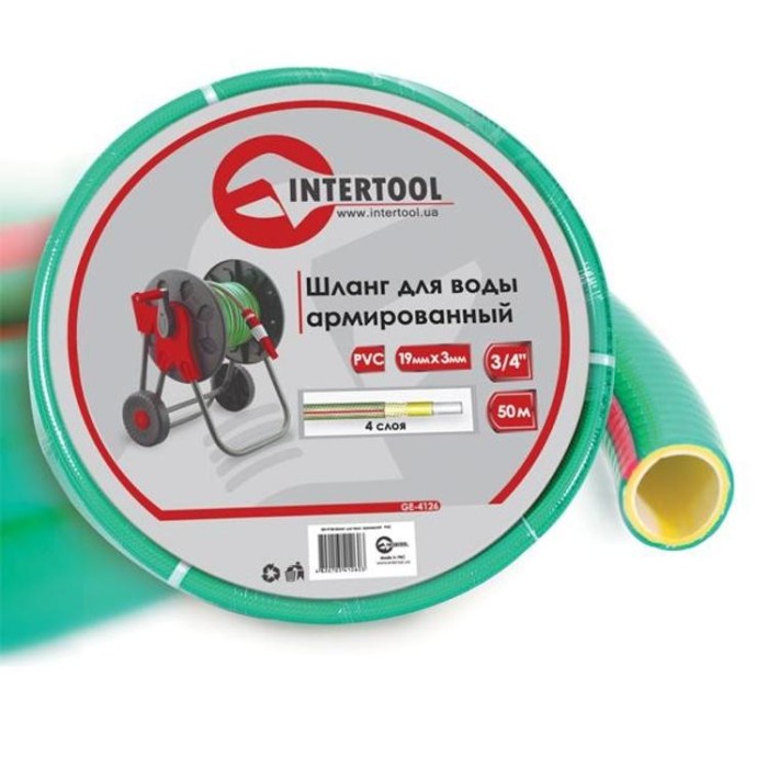 купить купить Шланг для воды 4-х слойный 3/4&quot;, 50 м, армированный, PVC INTERTOOL GE-4126  