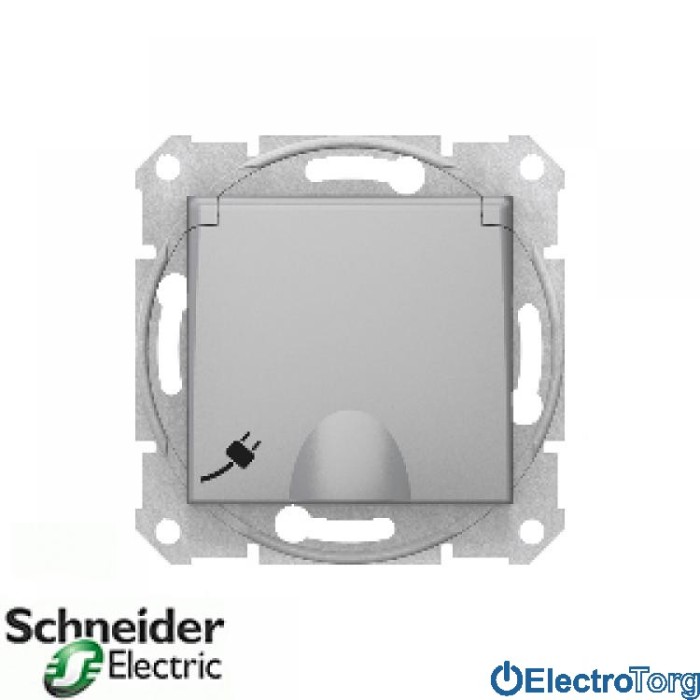 Розетка с заземлением с крышкой алюминиевая Sedna Schneider Electric (Шнайдер Электрик)