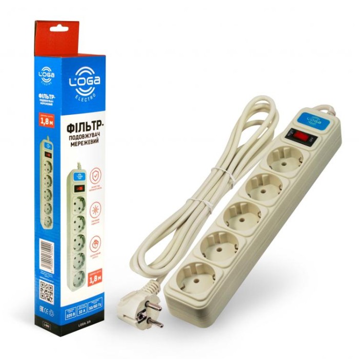 купить купить Сетевой фильтр-удлинитель &quot;SVITTEX&quot; 1.8м 10А 220В.- 2*USB 5V 2.1A.  