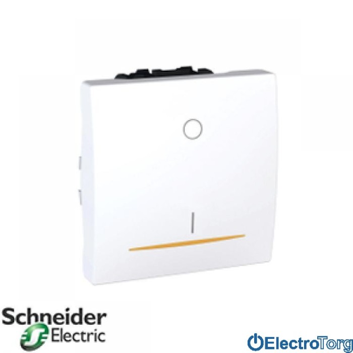 Выключатель 2-х полюсный 1-клавишный с индикатором 16AX белый Unica Schneider