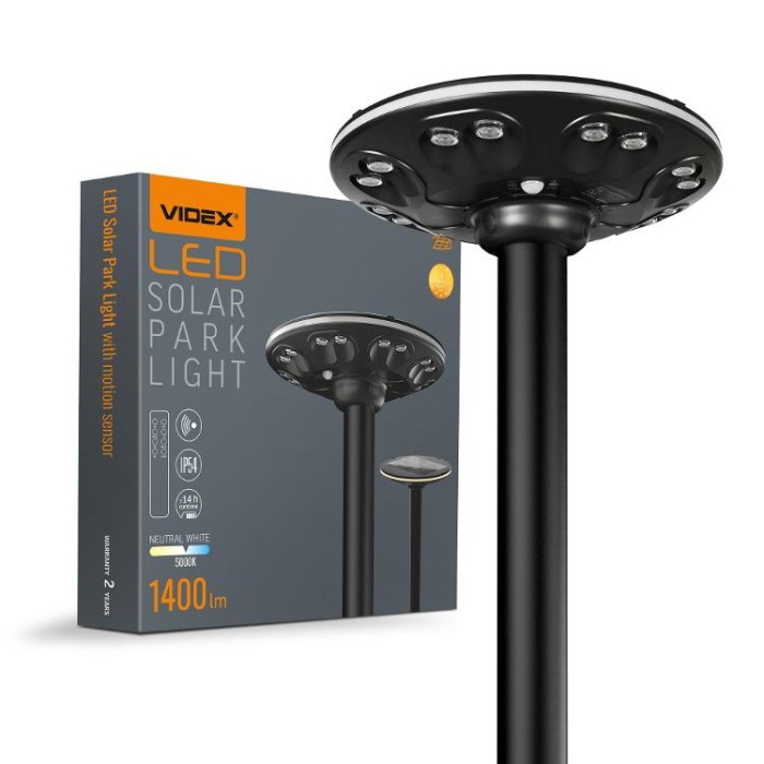 купить купить LED світильник автономний парковий IP54 VIDEX 1400Lm Сенсорний  