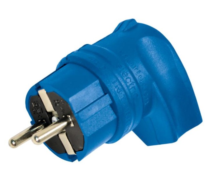 Вилка з/з, 16А, каучук, Г-подібна, синя, Mutlusan (010 083 300128)