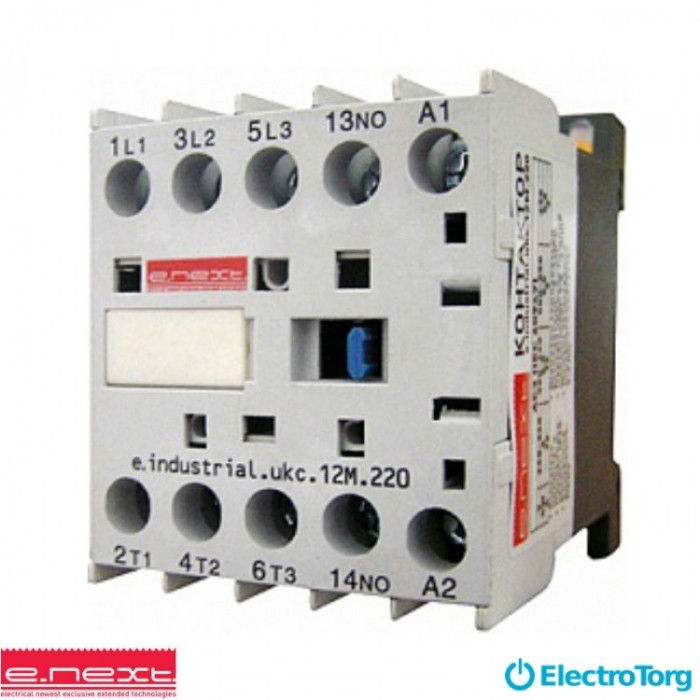 купить купить Контактор e.industrial.ukc.12M.220, 12А, 220В малогабаритный, E-next  