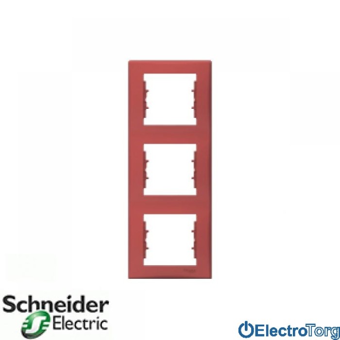 Рамка тройная вертикальная красная Sedna Schneider Electric (Шнайдер Электрик)