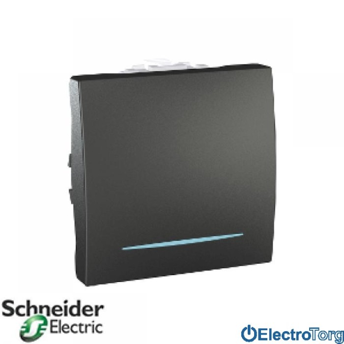 Выключатель 1-клавишный с подсветкой 10AX графитовый Unica Schneider