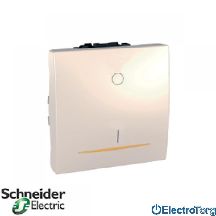 Выключатель 2-х полюсный 1-клавишный с индикатором 16AX слоновая кость Unica Schneider