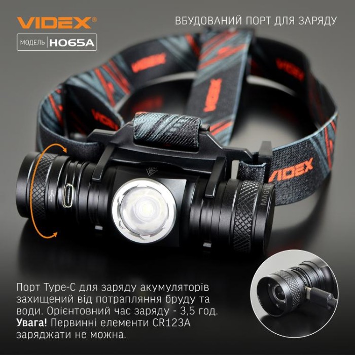 купить купить Налобний світлодіодний ліхтарик VIDEX VLF-H065A 1200Lm 5000K  