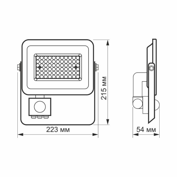 купить купить LED прожектор VIDEX F2e 50W 5000K з датчиком руху та освітленості  