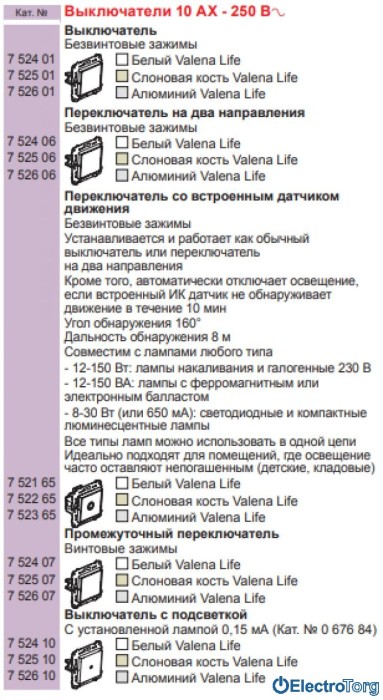 купить купить Механизм выключателя 1-клавишного 10AX с датчиком движения белый Valena LIFE Legrand  