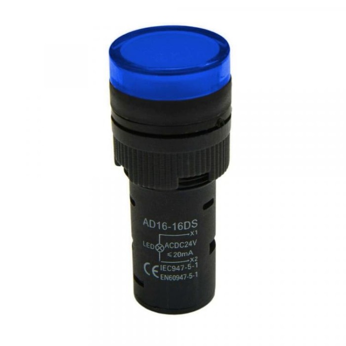 Світлодіодний індикатор AD16-16DS 230v АC/DC, блакитний TAKEL
