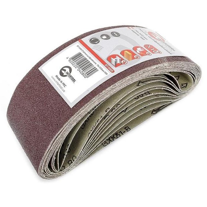 купить купить Лента шлифовальная 75x533 мм, зерно 80, уп. 10 шт. INTERTOOL BT-0408  
