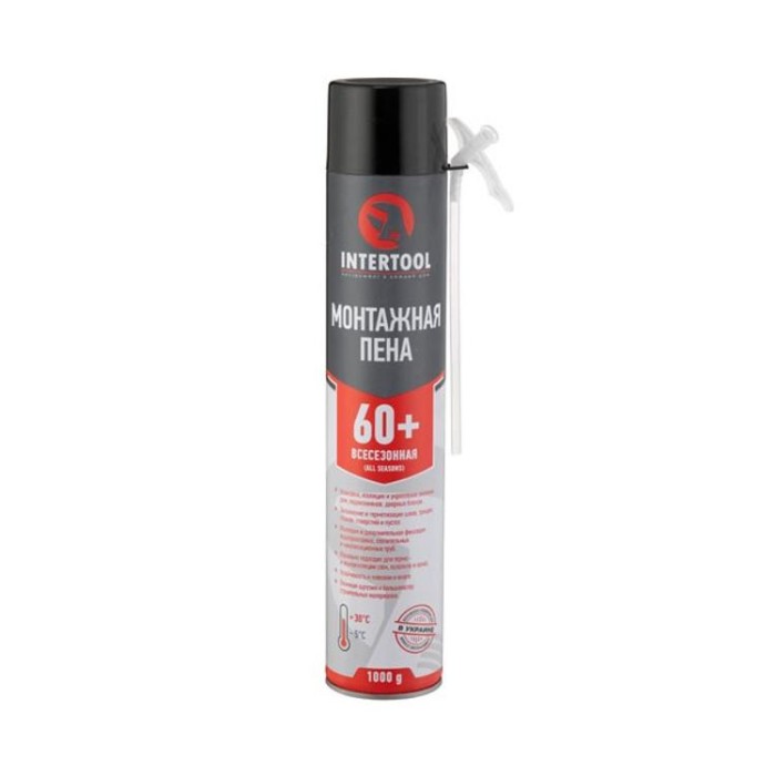 купить купить Пена монтажная, всесезонная, 750мл/1000г. 60л.+, трубочка INTERTOOL FS-1100  