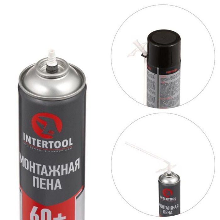 купить купить Пена монтажная, всесезонная, 750мл/1000г. 60л.+, трубочка INTERTOOL FS-1100  