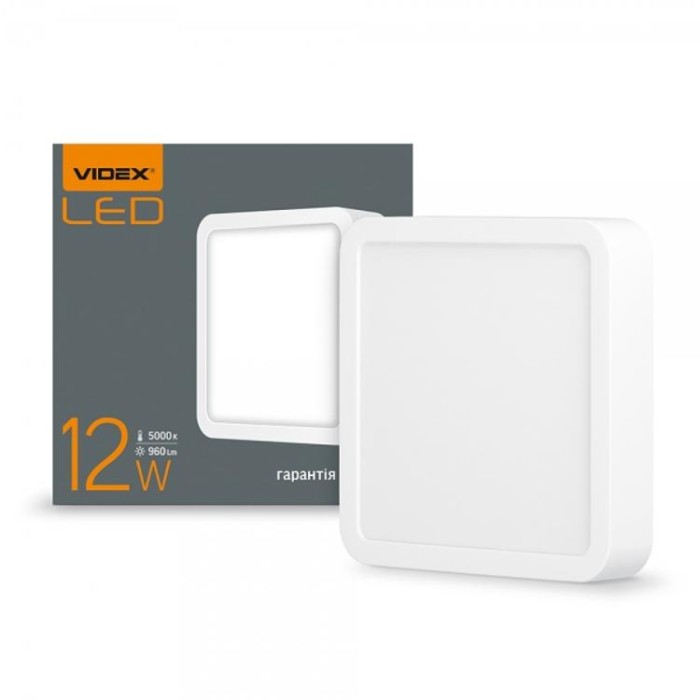 купить купить LED светильник накладной квадрат 12W 5000K VIDEX  