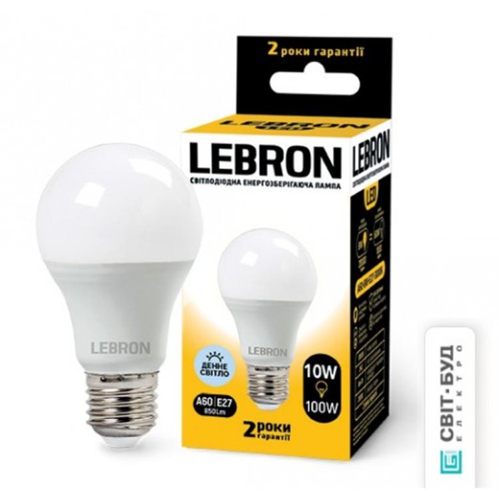 купить купить LED лампа L-A60, 10W, Е27, 6500K, 850Lm, угол 240° Lebron  