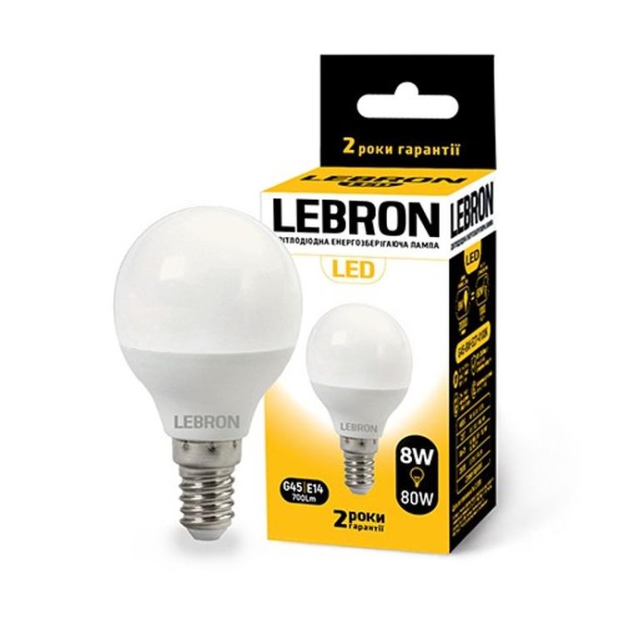 купить купить LED лампа L-G45, 8W, Е14, 4100K, 700Lm Lebron  
