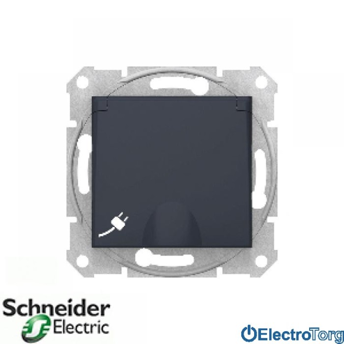 Розетка с заземлением с крышкой графитовая Sedna Schneider Electric (Шнайдер Электрик)