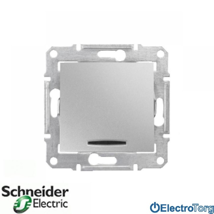 Выключатель 1-клавишный 10AX с подсветкой алюминиевый Sedna Schneider Electric (Шнайдер Электрик)