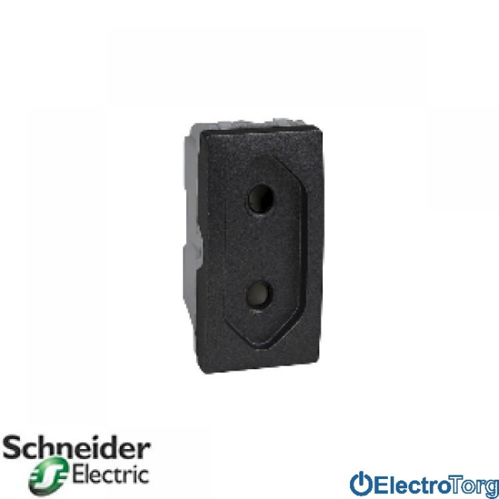 Розетка плоская без з/к со шторками 10А графитовая Unica Schneider